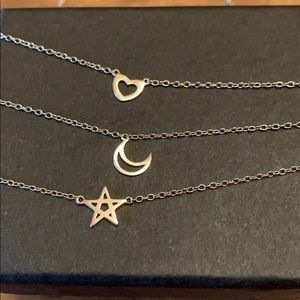 Heart, Star and moon necklace